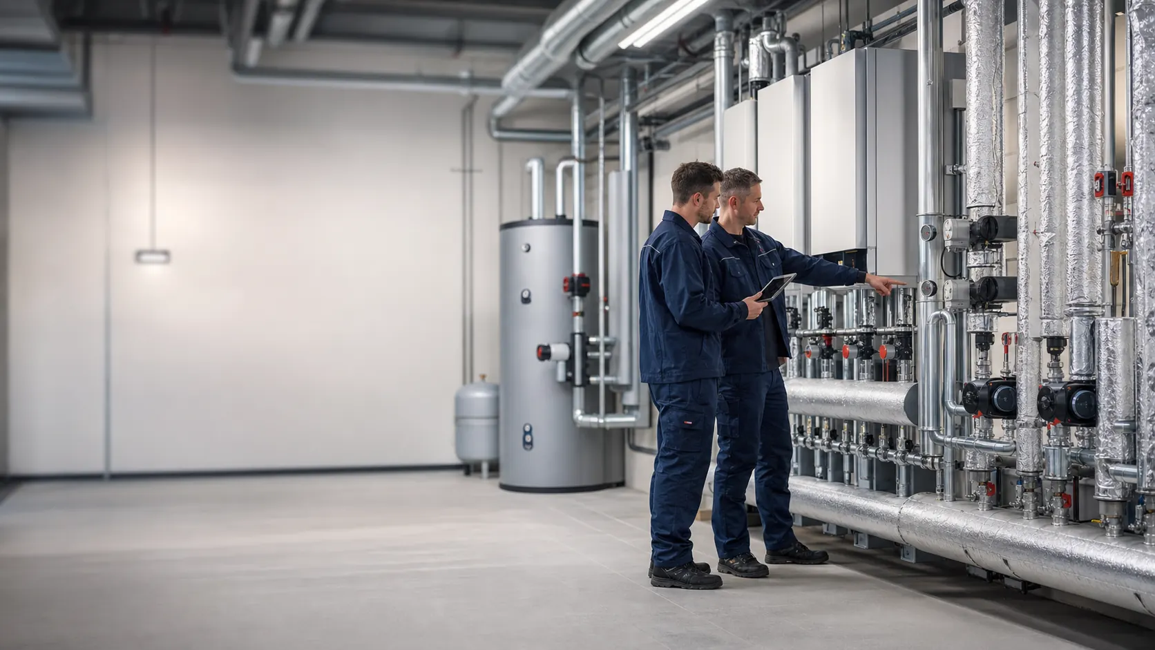 Hochwertige Haustechnik-Installation als Hintergrundbild