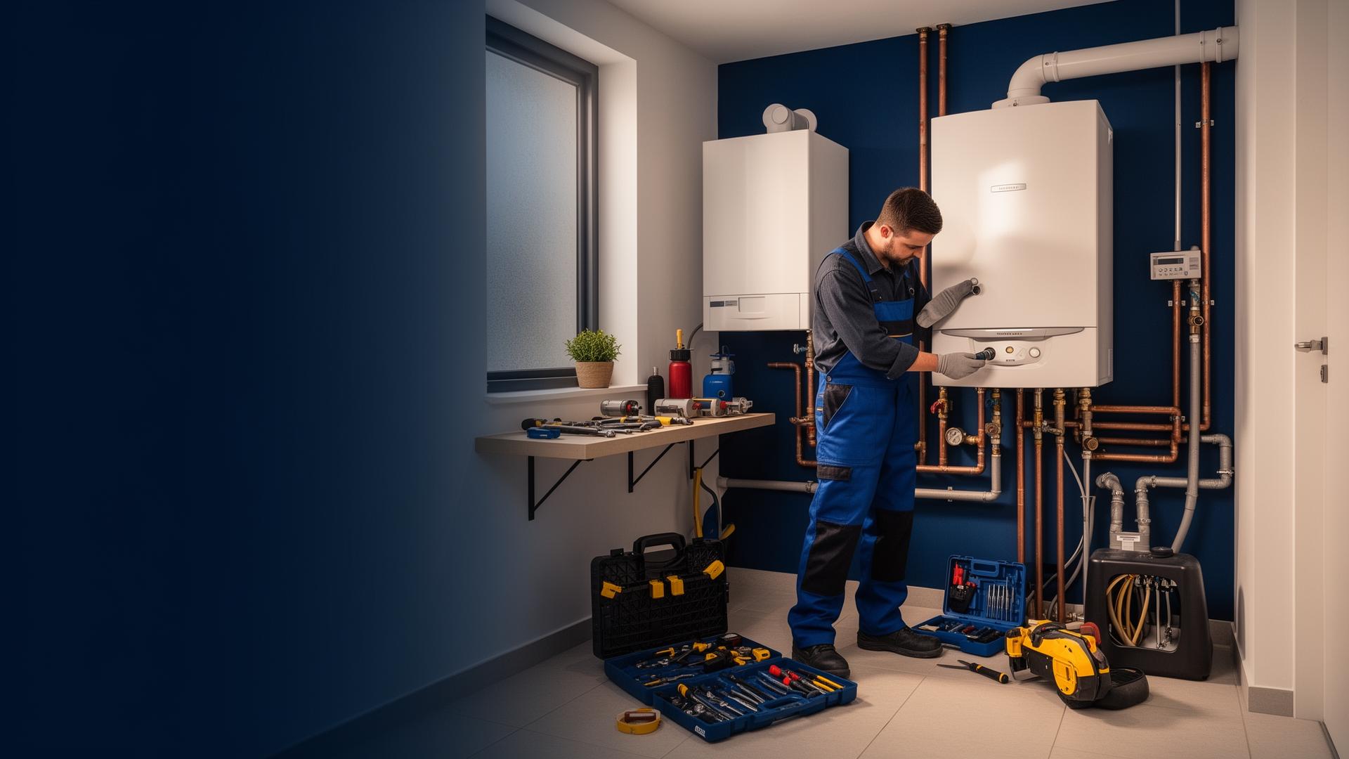 Hochwertige Haustechnik-Installation als Hintergrundbild