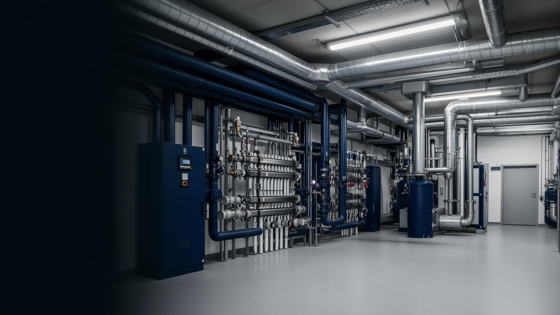 Hochwertige Haustechnik-Installation als Hintergrundbild